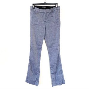 Express Columnist Linen Blend Career Pant Blue 4
